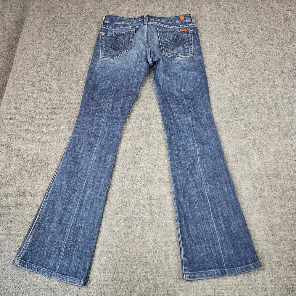 7‎ For All Mankind A Pocket Flare Jeans Medium Wash Blue Denim Size 28 Bootcut - Picture 2 of 11